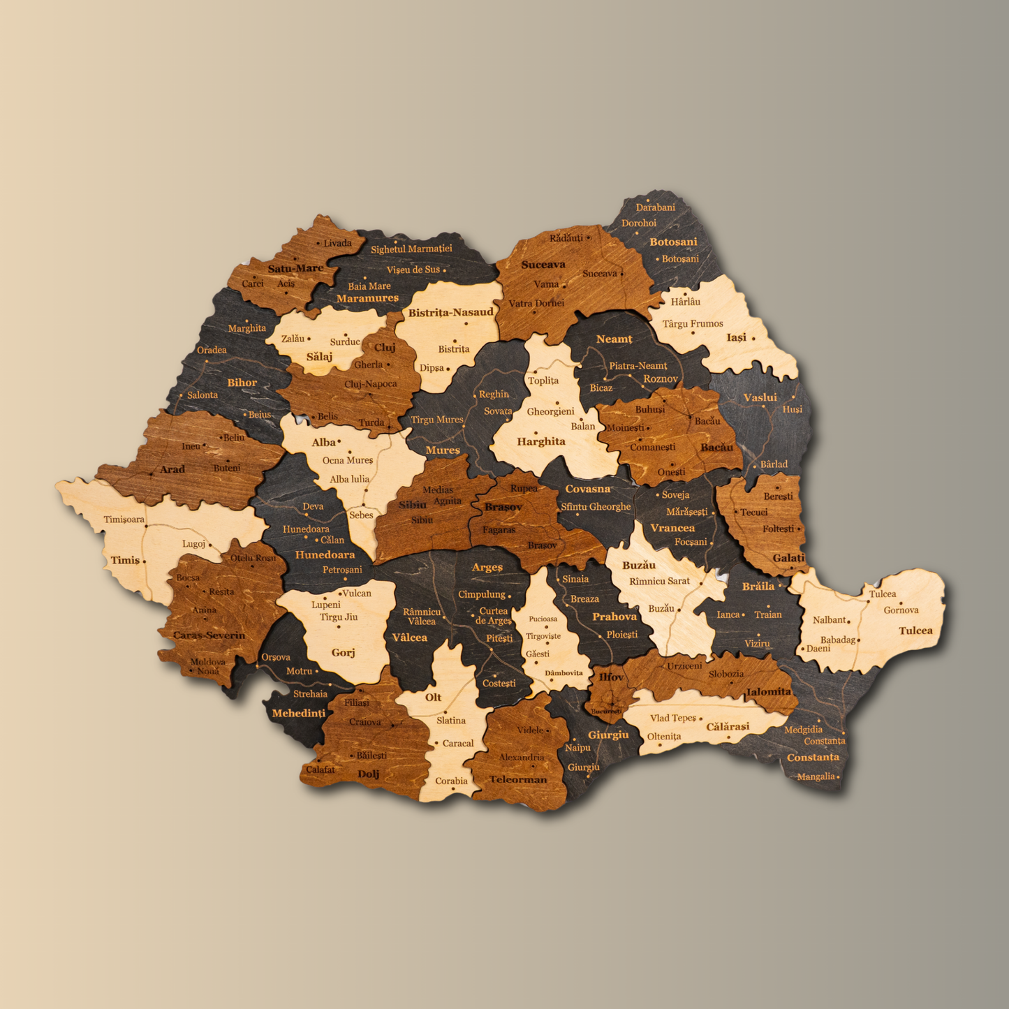 Romania 3D Wooden Map