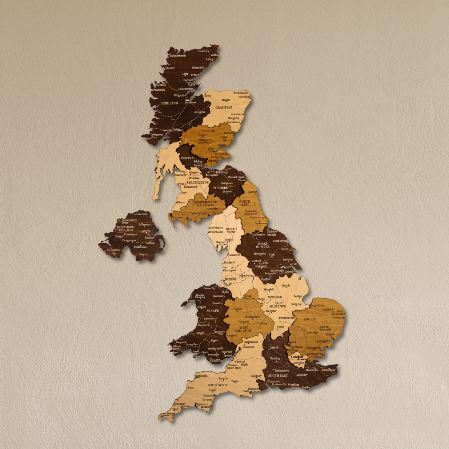 Τρισδιάστατος ξύλινος χάρτης Ηνωμένου Βασιλείου