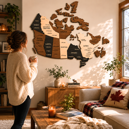 🇨🇦 Canada 3D Wooden Map