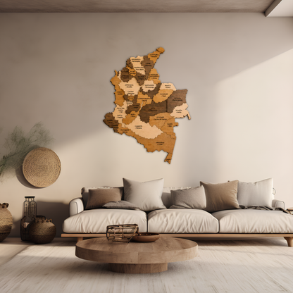 🇨🇴 Colombia 3D Wooden Map