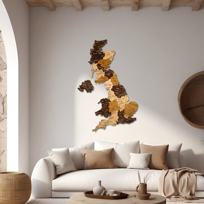 Τρισδιάστατος ξύλινος χάρτης Ηνωμένου Βασιλείου