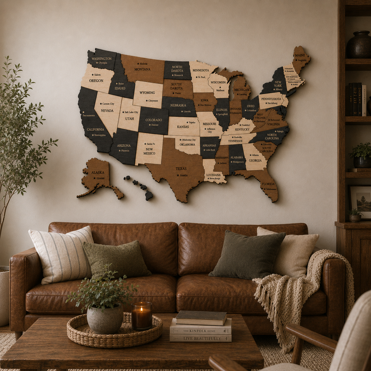 🇺🇸 USA 3D Wooden Map