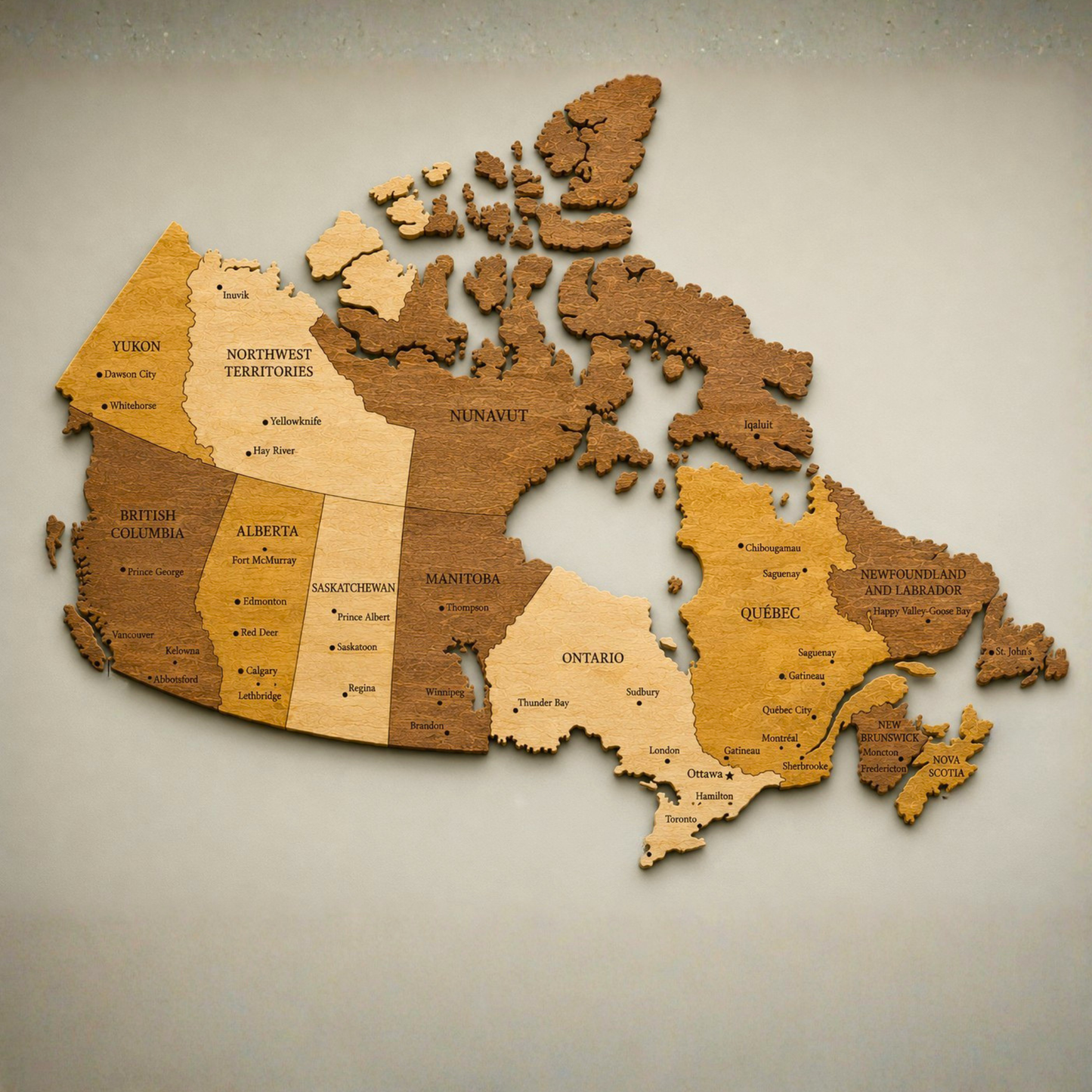 🇨🇦 Canada 3D Wooden Map