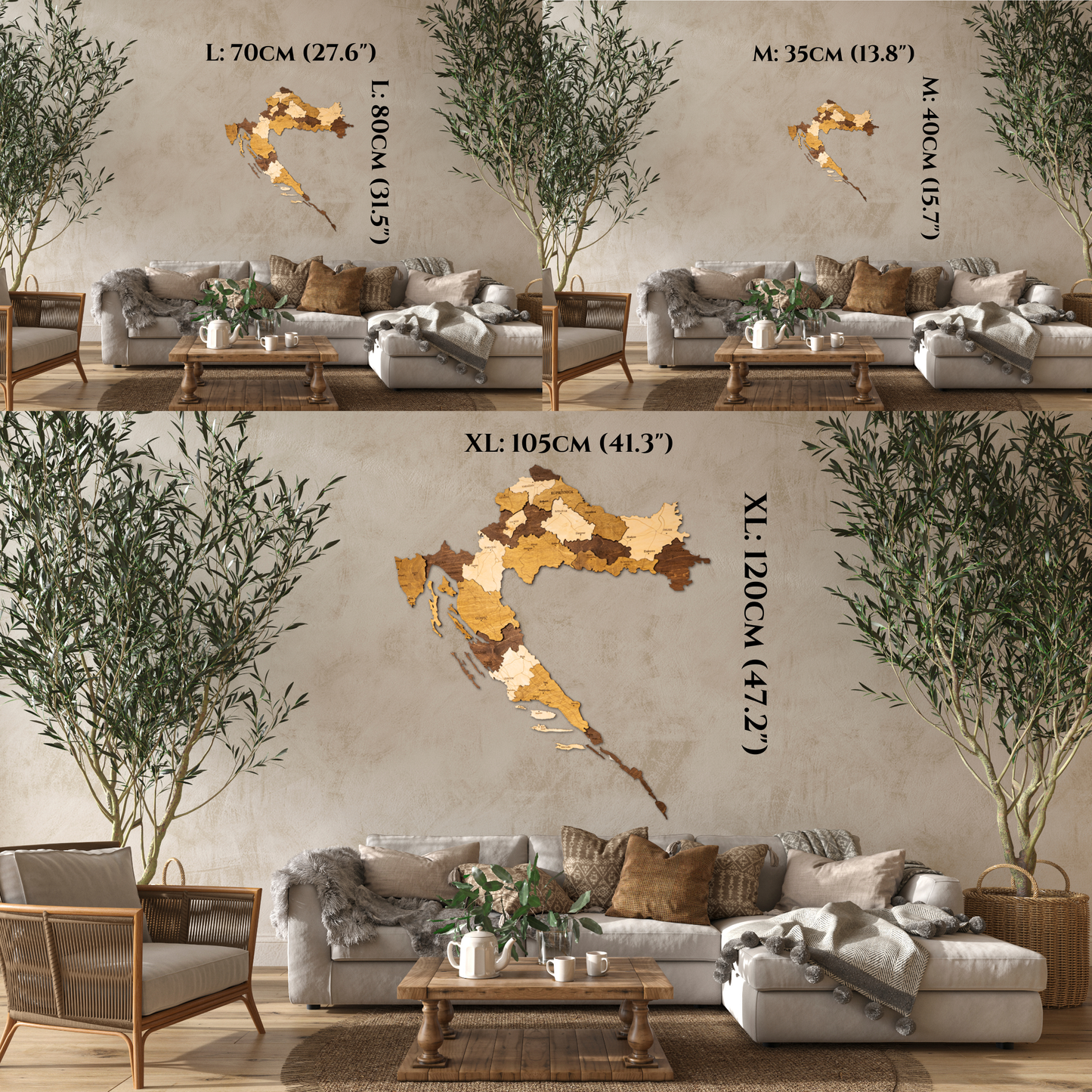 🇭🇷 Croatia 3D Wooden Map