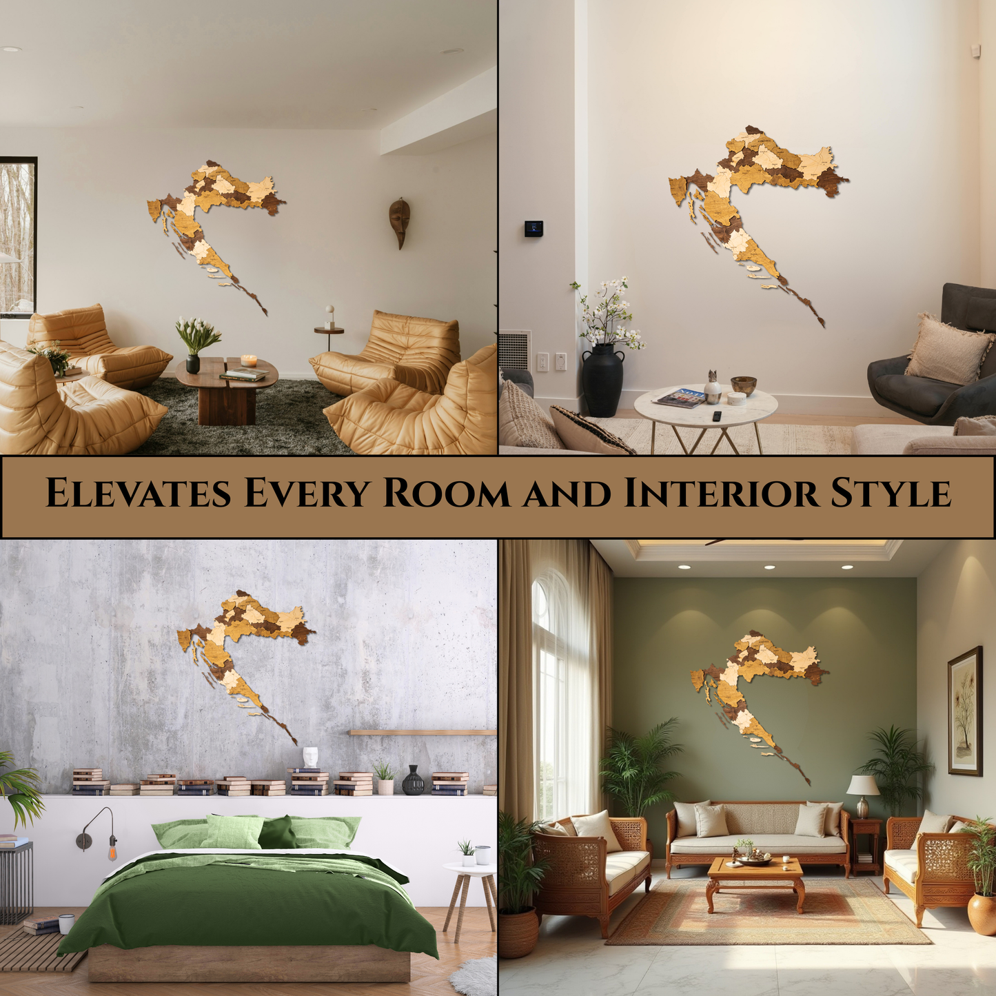 🇭🇷 Croatia 3D Wooden Map