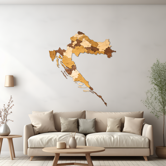 Croatia 3D Wooden Map