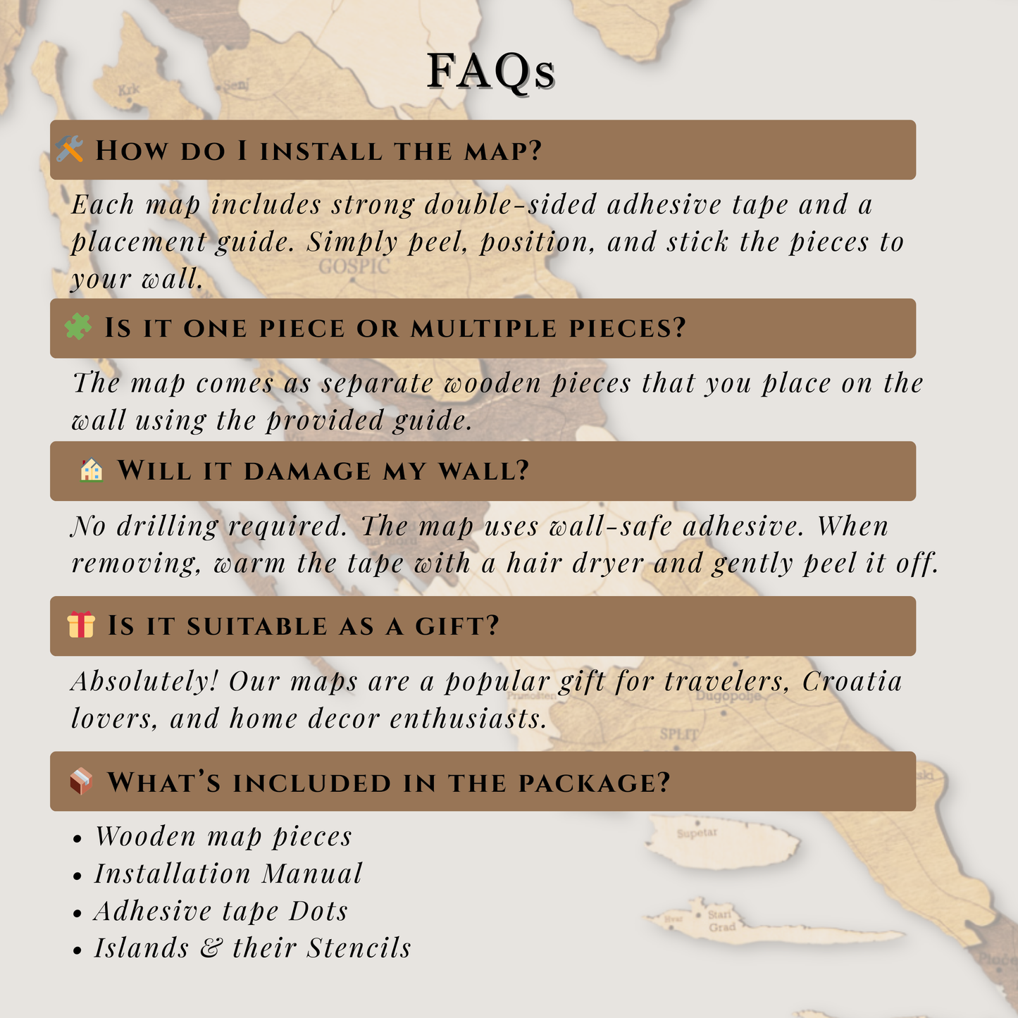 🇭🇷 Croatia 3D Wooden Map