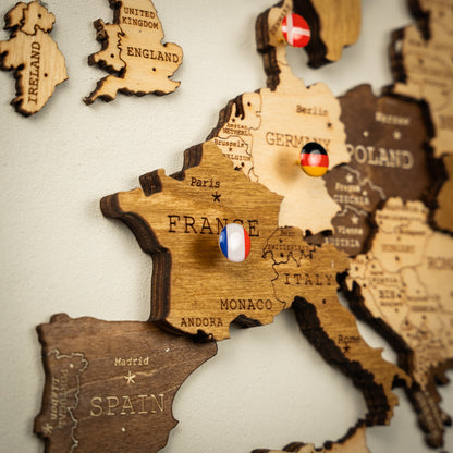 3D World Map (Midnight Oak Brown)