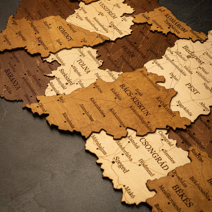 Hungary 3D Wooden Map