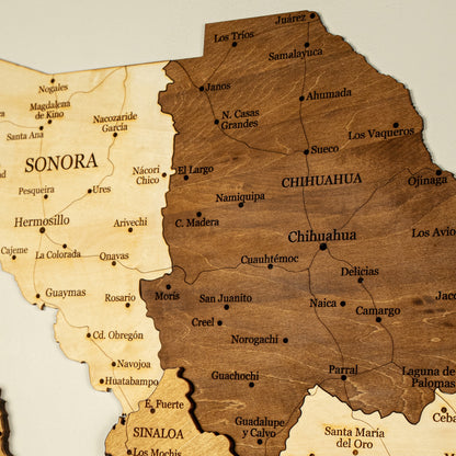 Mexico 3D Wooden Map