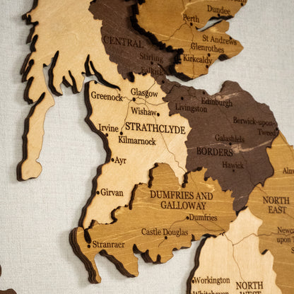 Τρισδιάστατος ξύλινος χάρτης Ηνωμένου Βασιλείου
