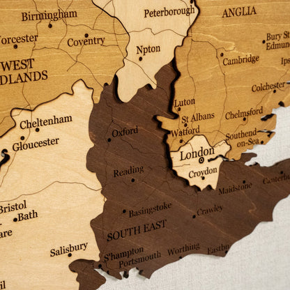 Τρισδιάστατος ξύλινος χάρτης Ηνωμένου Βασιλείου