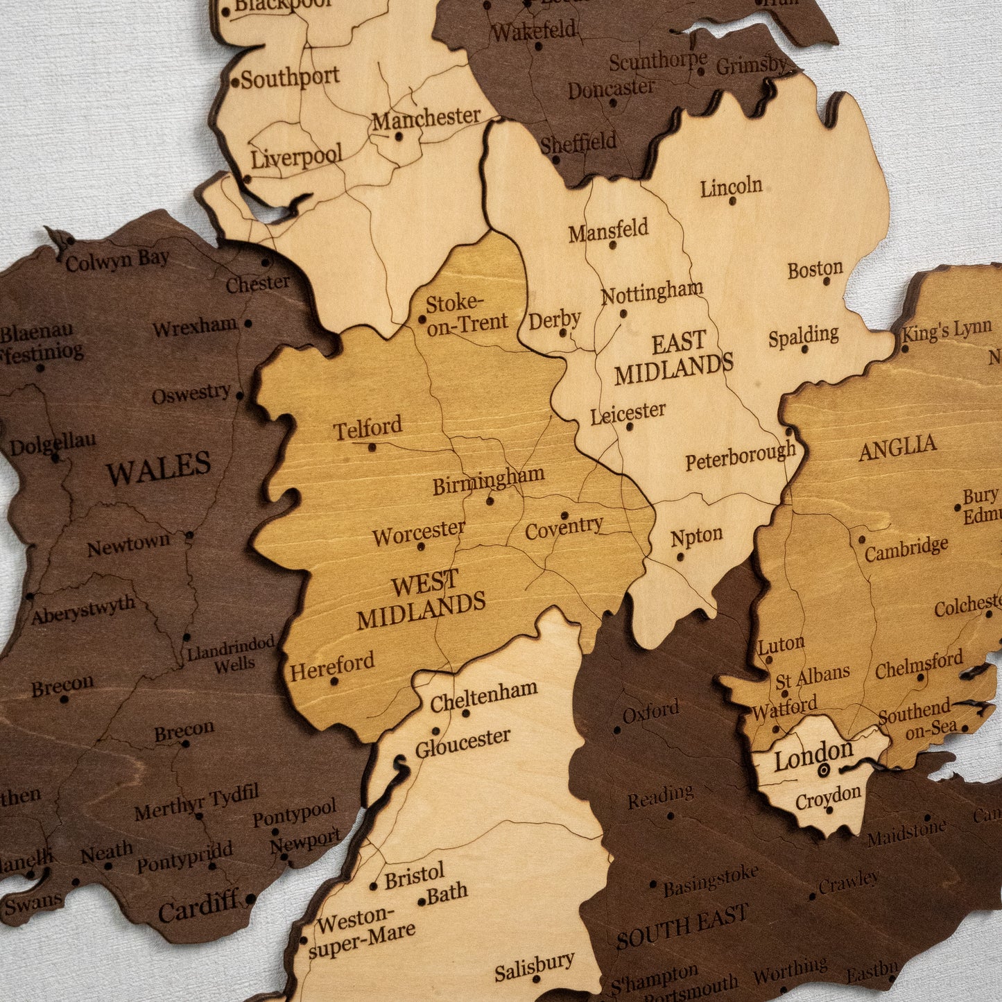 Τρισδιάστατος ξύλινος χάρτης Ηνωμένου Βασιλείου