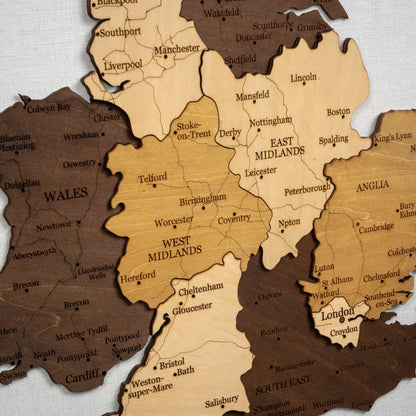 Τρισδιάστατος ξύλινος χάρτης Ηνωμένου Βασιλείου