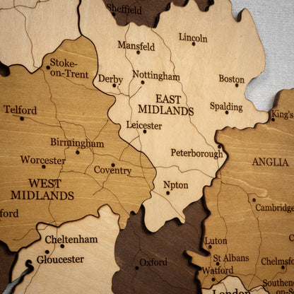 Τρισδιάστατος ξύλινος χάρτης Ηνωμένου Βασιλείου