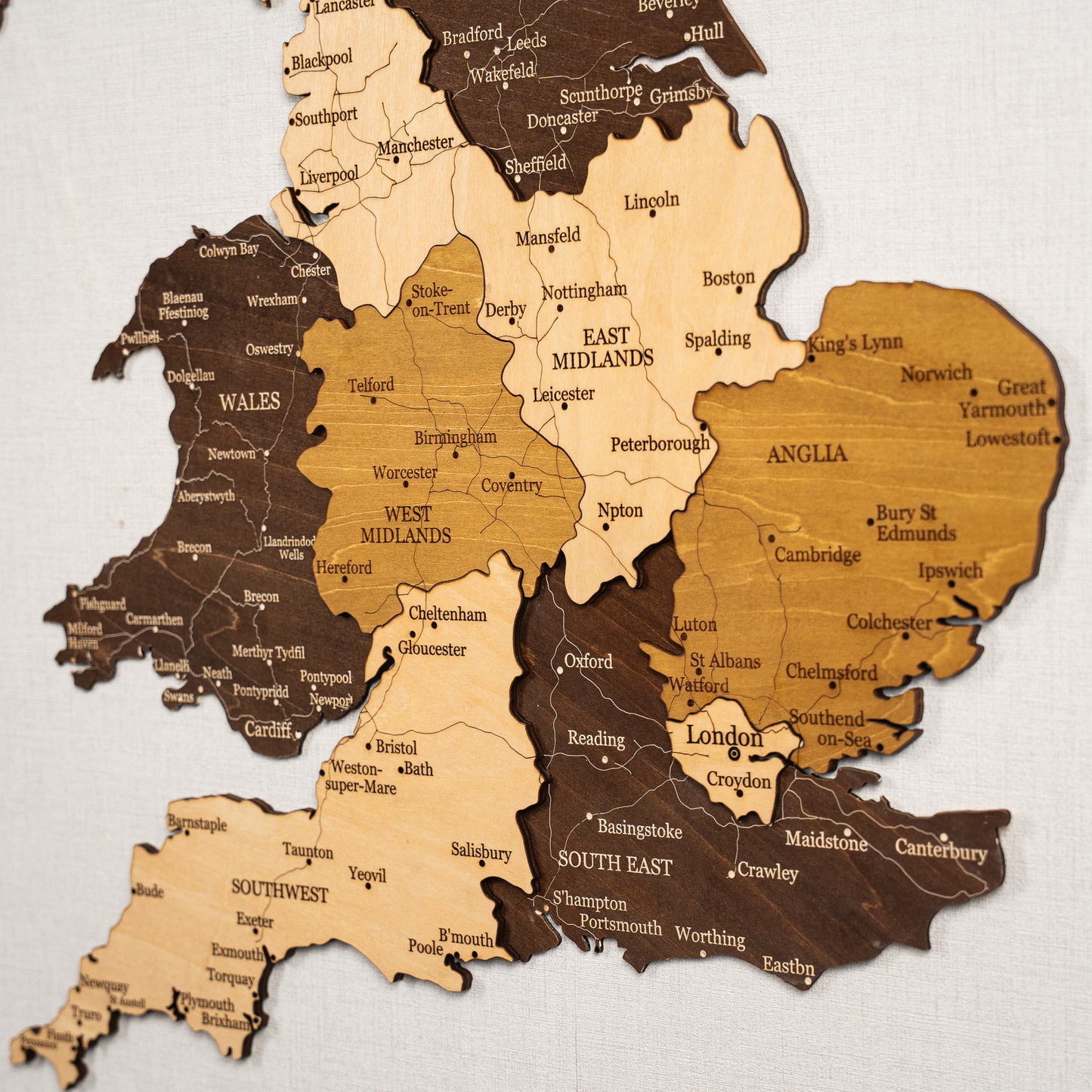 Τρισδιάστατος ξύλινος χάρτης Ηνωμένου Βασιλείου