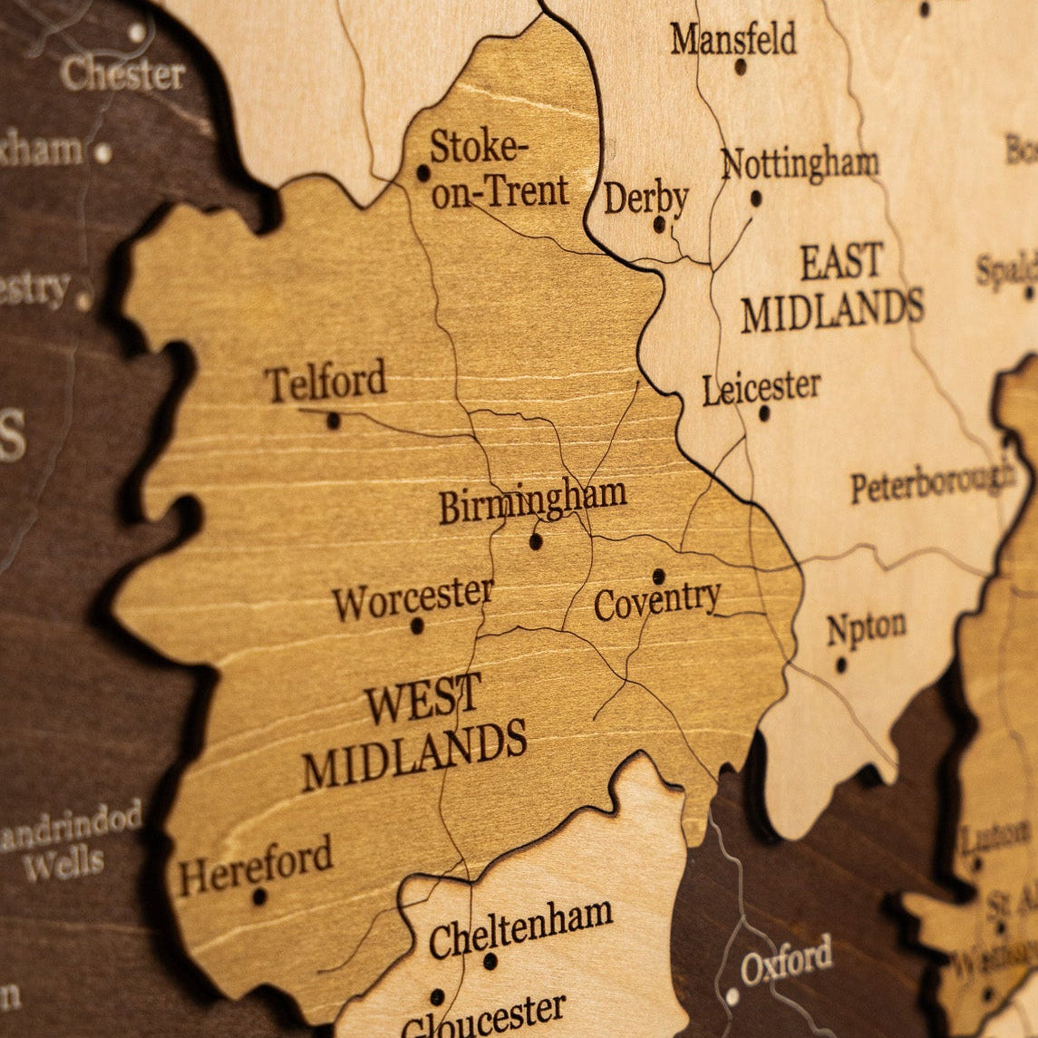 Τρισδιάστατος ξύλινος χάρτης Ηνωμένου Βασιλείου