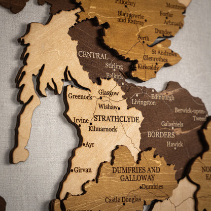 Τρισδιάστατος ξύλινος χάρτης Ηνωμένου Βασιλείου