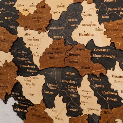 Romania 3D Wooden Map