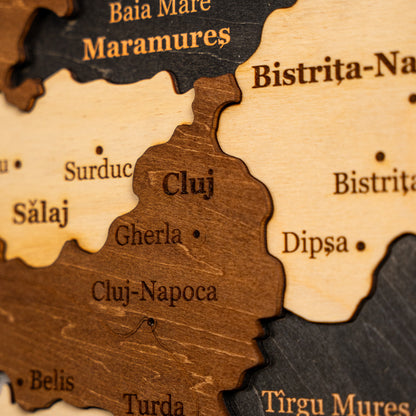 Romania 3D Wooden Map