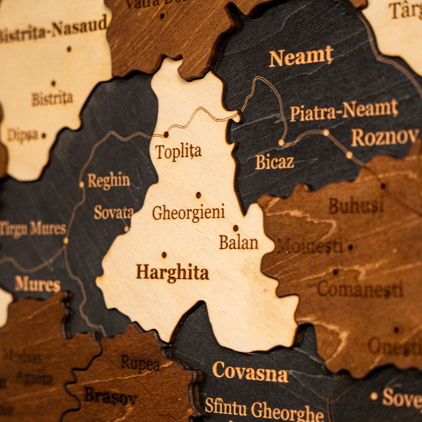 Romania 3D Wooden Map
