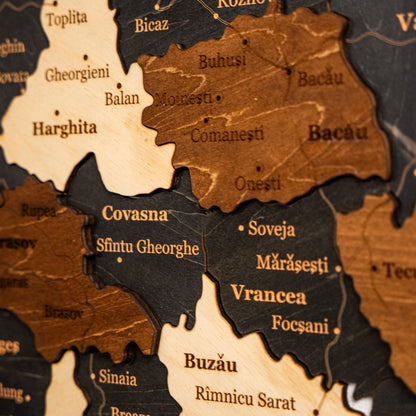 Romania 3D Wooden Map