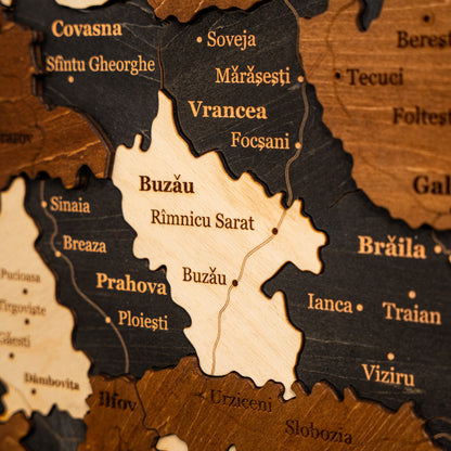 Romania 3D Wooden Map