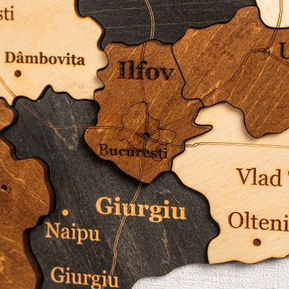 Romania 3D Wooden Map
