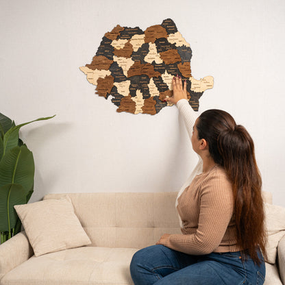 Romania 3D Wooden Map