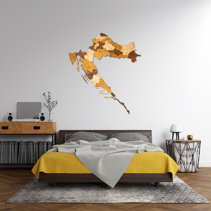 Decorative wooden map of Croatia displayed as premium wall décor