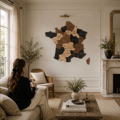 🇫🇷 France 3D Wooden Map