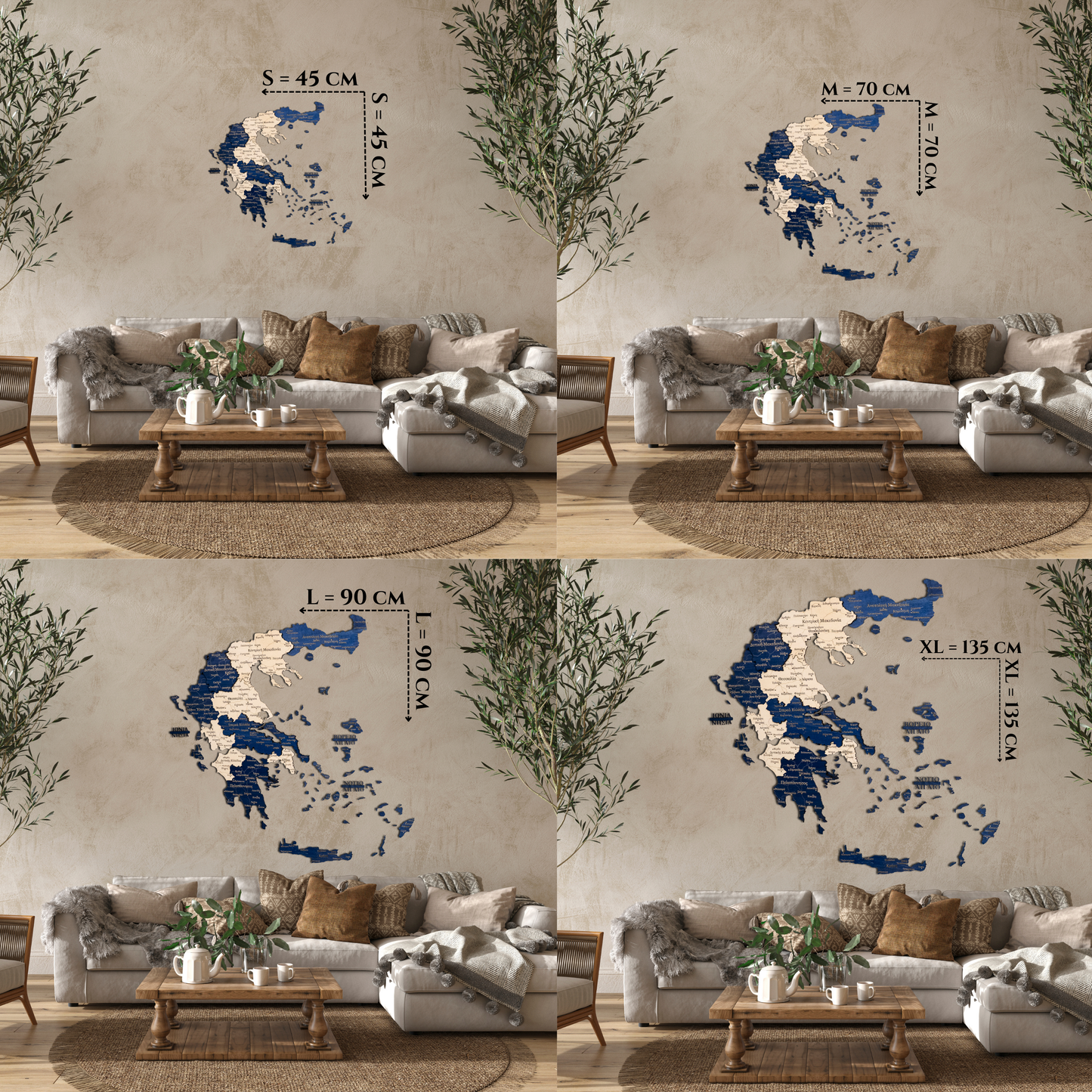 🇬🇷 Greece 3D Wooden Map