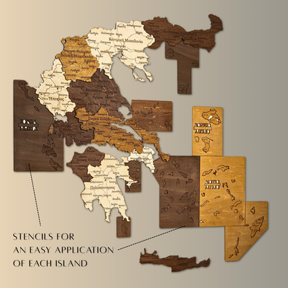 Greece 3D Wooden Map