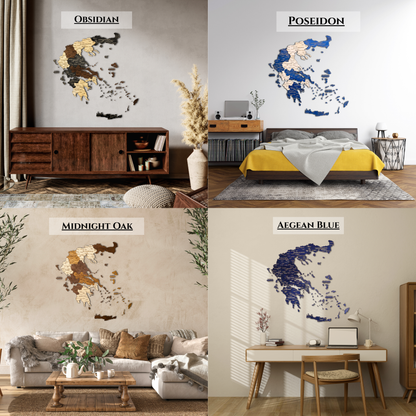 Τρισδιάστατος ξύλινος χάρτης Ελλάδας