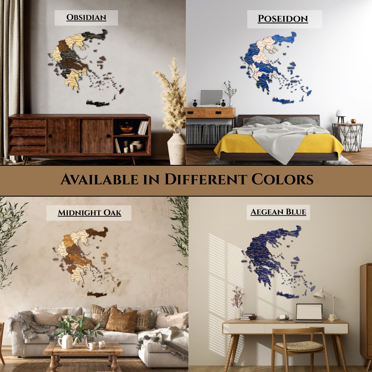🇬🇷 Greece 3D Wooden Map