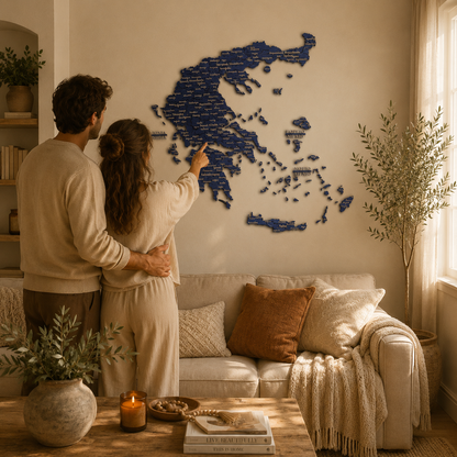 🇬🇷 Greece 3D Wooden Map