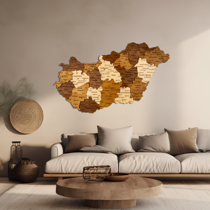 Hungary 3D Wooden Map