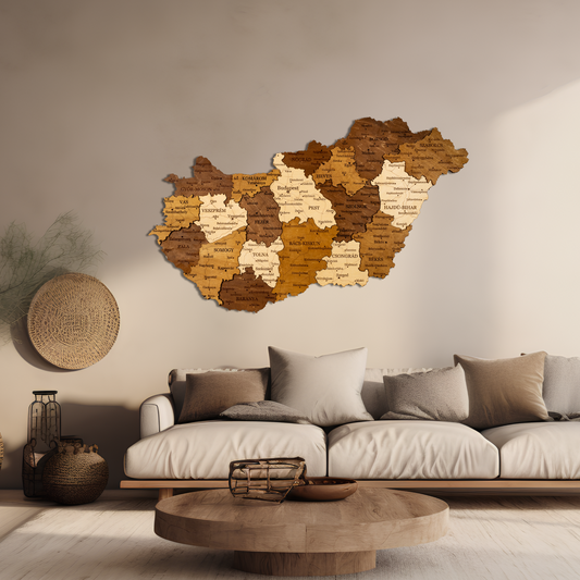 Hungary 3D Wooden Map