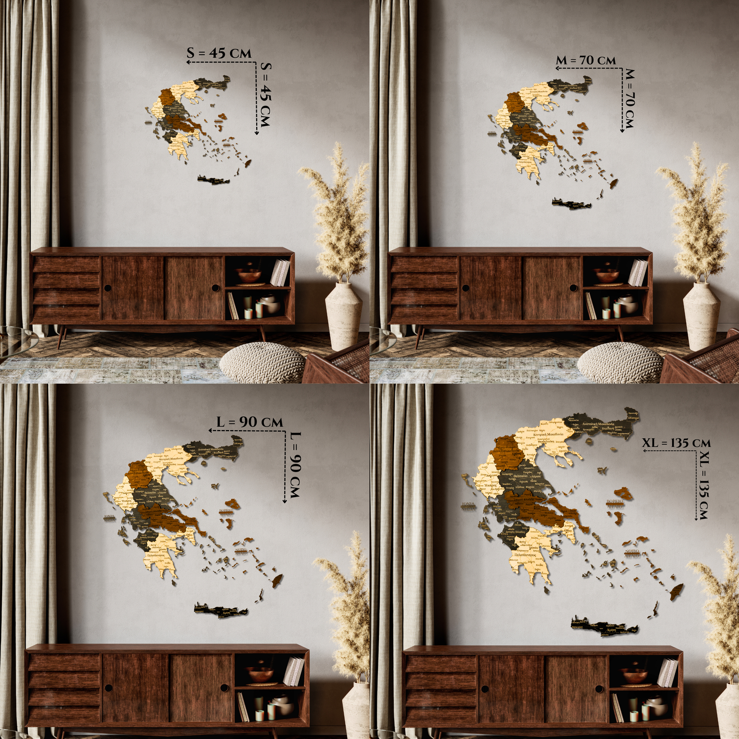 🇬🇷 Greece 3D Wooden Map