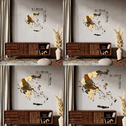 🇬🇷 Greece 3D Wooden Map