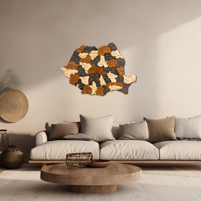 Romania 3D Wooden Map