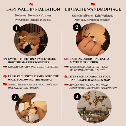 Mapa Mundial de Madera 3D Obsidian