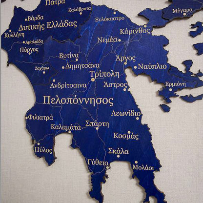 Map of Greece with blue color on a white background