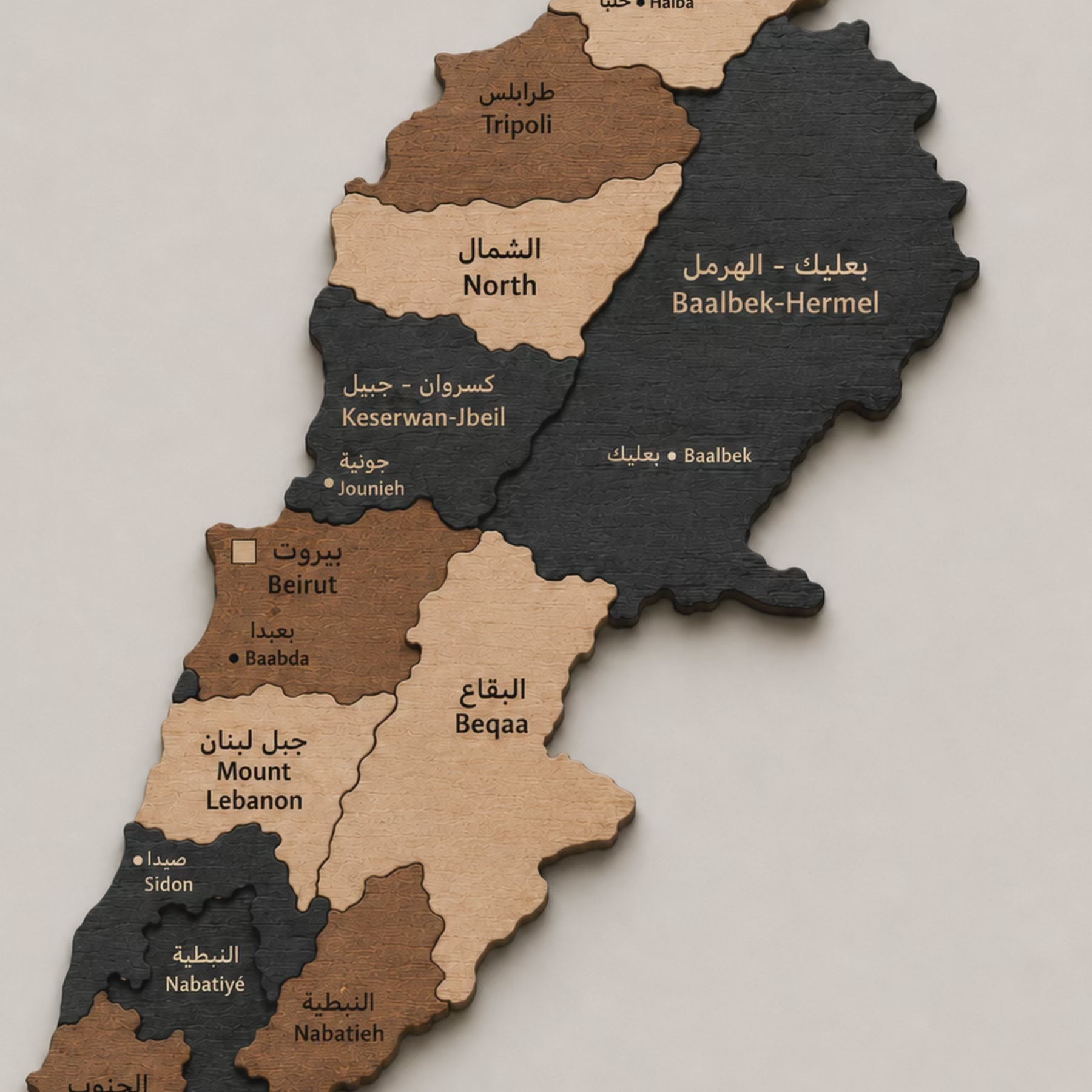 3D Wooden map of lebanon on the wall