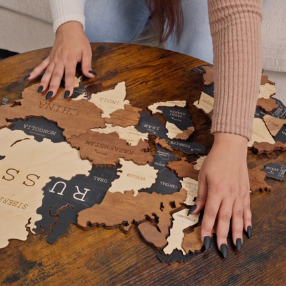 3D World Map (Obsidian Black)